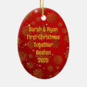 First Year Dating Couples Christmas Keramik Ornament (Hinten)