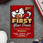 First Year Down - 1st Birthday Football Invitation Einladung