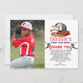 First Year Down Baseball 1. Geburtstag Dankeskarte (Vorderseite)