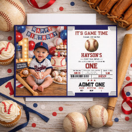 First Year Down Baseball 1. Geburtstagsfeier Einladung