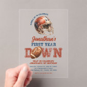 First Year Down Football 1st Birthday Acryleinladungen (Insitu (Handheld))