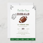 First Year Down Football 1st Birthday Einladung (Vorderseite)