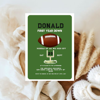 First Year Down Football 1st Birthday  Einladung