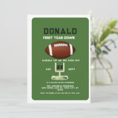 First Year Down Football 1st Birthday Einladung (Stehend Vorderseite)
