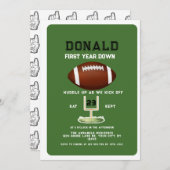 First Year Down Football 1st Birthday Einladung (Vorne/Hinten)