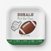First Year Down Football Birthday  Pappteller (Vorderseite)