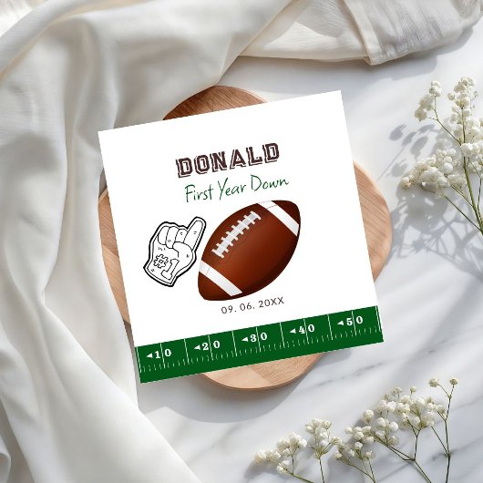 First Year Down Football Birthday Serviette