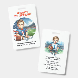 First Year Down Football Geburtstags VIP Pass Ausweis