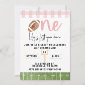 First Year Down Football Invitation, First Birthda Einladung (Vorderseite)