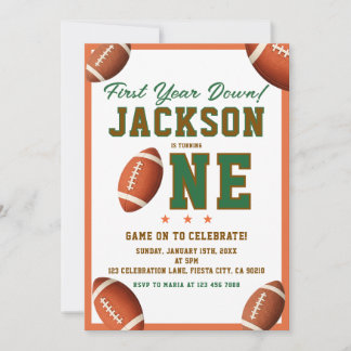 First Year Down Football Party Invite Einladung