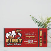 First Year Down - Football Ticket Einladung (Stehend Vorderseite)
