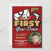 First Year Down - Football with Photo Einladung (Vorderseite)