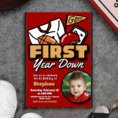 First Year Down - Football with Photo Einladung