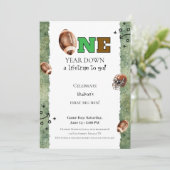 First Year Down Invitation • Football 1st Birthday Einladung (Stehend Vorderseite)