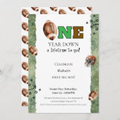 First Year Down Invitation • Football 1st Birthday Einladung (Vorne/Hinten)