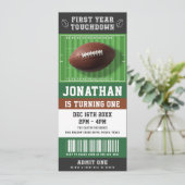 First Year Touchdown Football Ticket 1st Birthday Einladung (Stehend Vorderseite)