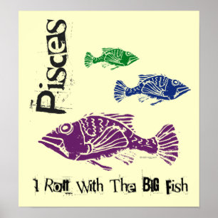 Fisces Big Fish Zodiac Poster