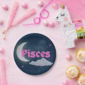 Fisces Celestial Moon Cloud Stars Astrologie Kunst Pappteller (Party)