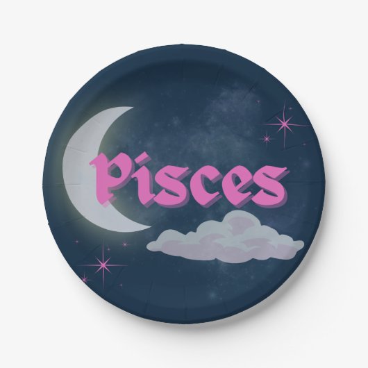 Fisces Celestial Moon Cloud Stars Astrologie Kunst Pappteller (Vorderseite)