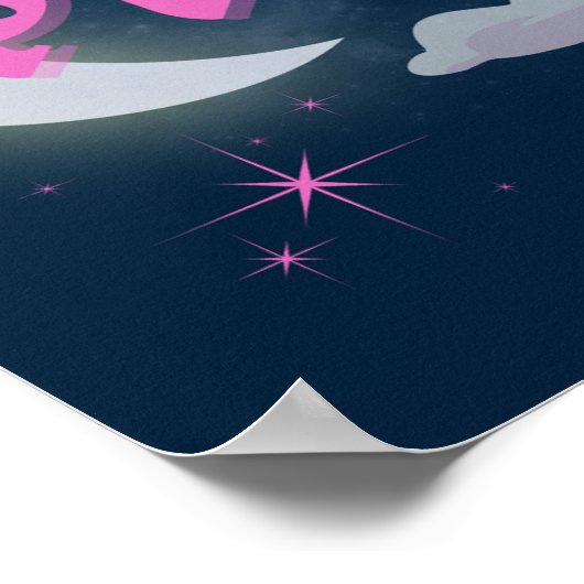 Fisces Celestial Moon Cloud Stars Astrologie Kunst Poster (Ecke)