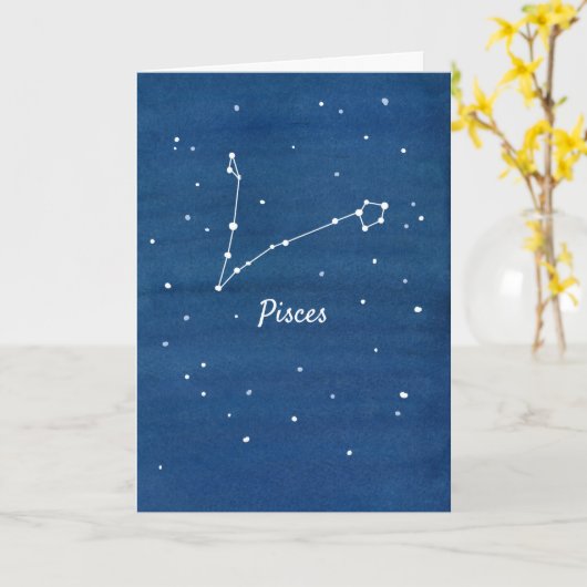 Fisces Constellation Astrologie Happy Birthday Karte (Gelbe Blume)