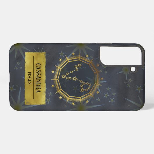 Fisces Dark Zodiac Astrologie: Schwarz & Gold Samsung Galaxy Hülle (Rückseite (Horizontal))
