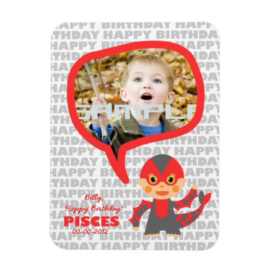 Fisces Happy Birthday Keepake für Kinder Magnet (Vertikal)
