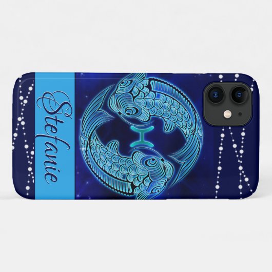 Fisces in Dark Blue Case-Mate iPhone Case (Rückseite (Horizontal))
