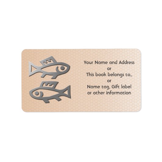 Fisces Star Sign Silver Fish Name Tag Geschenkstem Adressaufkleber (Vorne)
