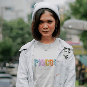 Fisces typografie trendy zodiac farbig T-Shirt