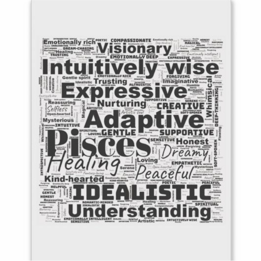 Fisces Word Cloud Zodiac Inspiration Aufkleber (Vorderseite)