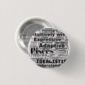 Fisces Word Cloud Zodiac Inspiration Button (Vorne & Hinten)