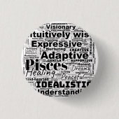 Fisces Word Cloud Zodiac Inspiration Button (Vorderseite)