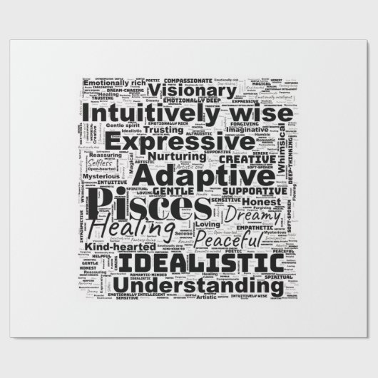 Fisces Word Cloud Zodiac Inspiration Geschenkpapier (Flach)