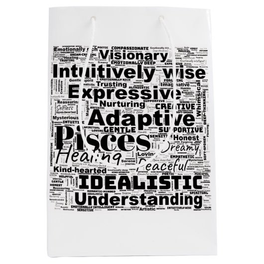 Fisces Word Cloud Zodiac Inspiration Mittlere Geschenktüte (Vorderseite)