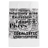 Fisces Word Cloud Zodiac Inspiration Mittlere Geschenktüte (Rückseite)
