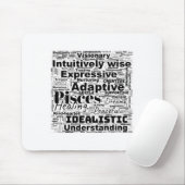 Fisces Word Cloud Zodiac Inspiration Mousepad (Mit Mouse)