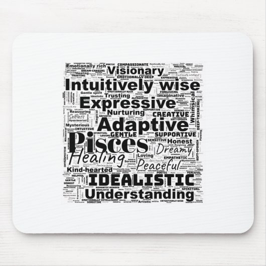 Fisces Word Cloud Zodiac Inspiration Mousepad (Vorne)