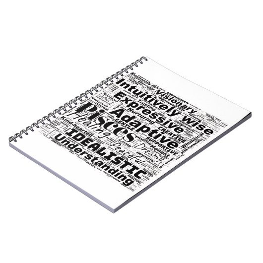Fisces Word Cloud Zodiac Inspiration Notizblock (Linke Seite)
