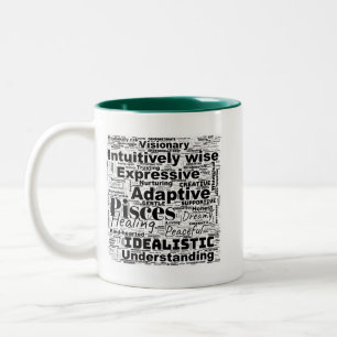 Fisces Word Cloud Zodiac Inspiration Zwei-Tone-Tas Zweifarbige Tasse