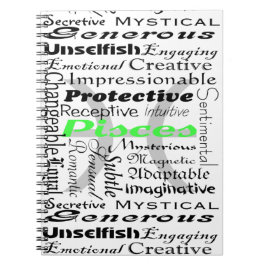 Fisces Zodiac Astrology Tracks Collage Notizblock