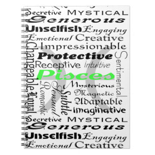 Fisces Zodiac Astrology Tracks Collage Notizblock