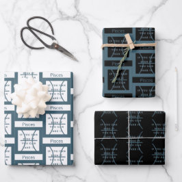Fisces Zodiac Sign Fusion Zitat Moderner blauer Te Geschenkpapier Set