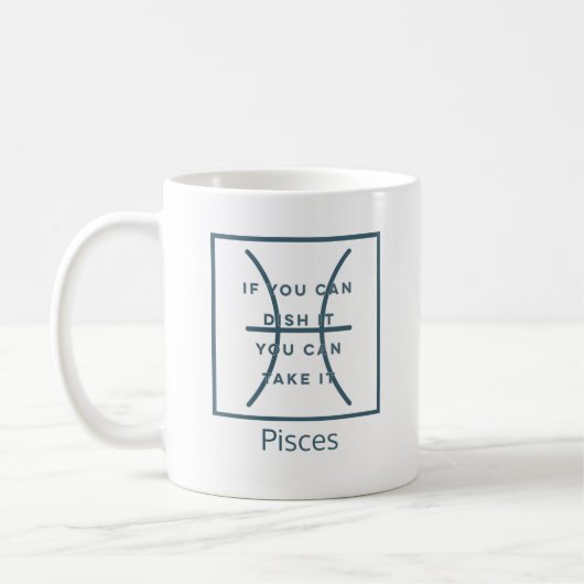 Fisces Zodiac Sign Fusion Zitat Moderner blauer Te Kaffeetasse (Links)