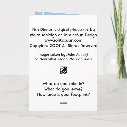 Fisch-Abendessen Karte (Rückseite)