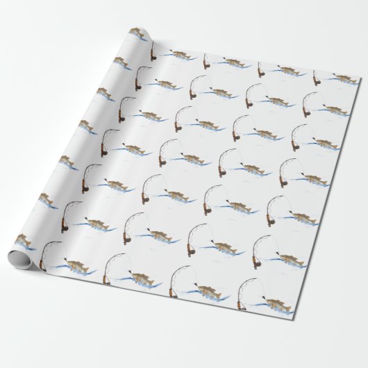 Fisch am Haken Geschenkpapier (Ungerollt)