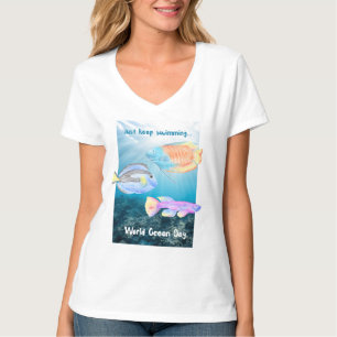 Fisch am Welttag des Ozeans Behalte Schwimmen T-Shirt