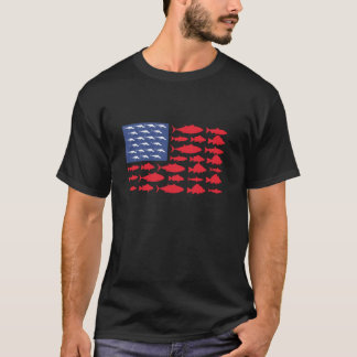Fisch American Flag Patriotic USA Fischen T-Shirt