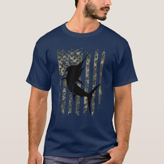 Fisch - Amerikanische Flagge T-Shirt (Vorderseite)