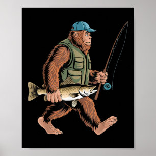 Fisch Angler Fischer Bigfoot Sasquatch Glasauge Fi Poster